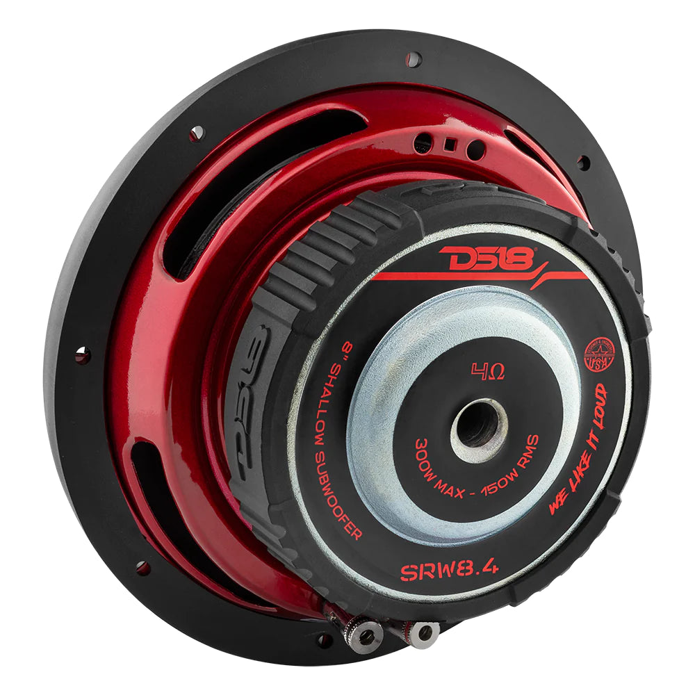 DS18 SRW8.4 8" Car Subwoofer 300 Watts 4-Ohm SVC Shallow Mount