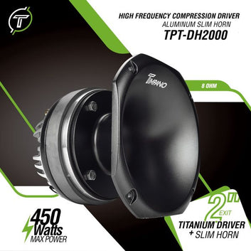 Timpano TPT-DH2000 2” Exit Titanium Compression Driver + Slim Horn 450 Watts 8 Ohm
