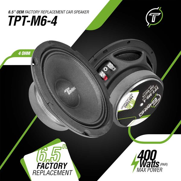 TPT-M6-4 Ohm 6.5? OEM Replacement Car Speaker 200 Watts Max Peak Power ( Each ) 4 Ohm