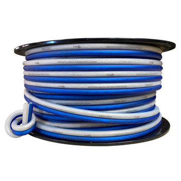 DOWN4SOUND 125FT 8 GAUGE TINNED OFC SPEAKER WIRE ( BLUE/CLEAR )