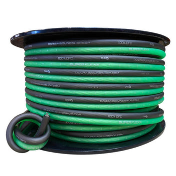 DOWN4SOUND 125FT 8 GAUGE TINNED OFC SPEAKER WIRE ( LIME GREEN/BLACK )