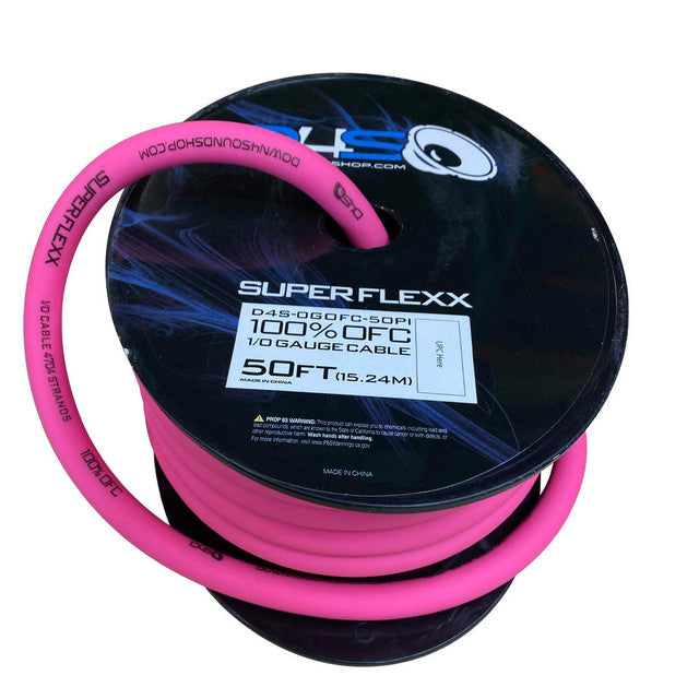 Down4sound 50 FT 1/0 Tinned OFC Wire (Pink)