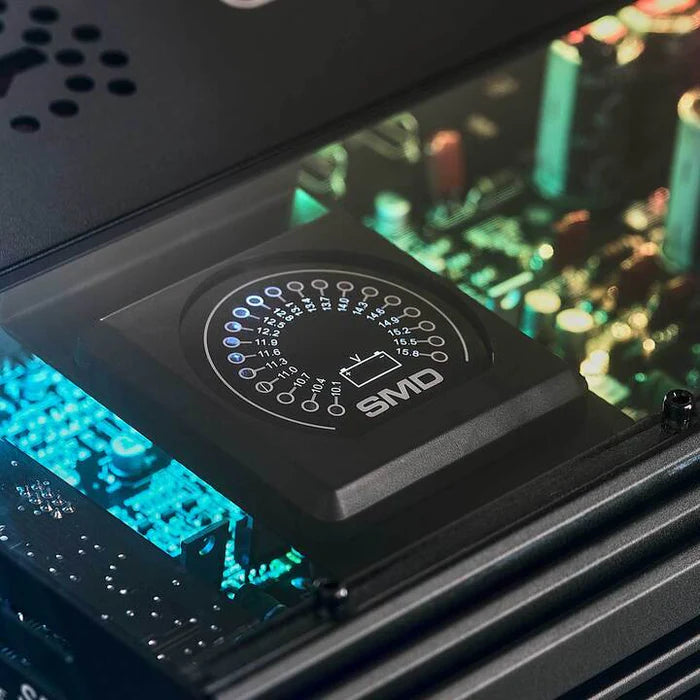 SMD Monoblock Amplifier with VM-1 Voltmeter and Digital LED Lights 8500W RMS at 1-ohm - Steve Meade Designs