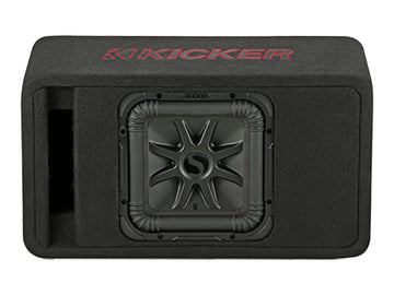 KICKER L7R 10-Inch (25cm) Subwoofer in a Trapezoidal Vented Enclosure, 2-Ohm, 500W