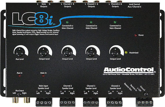 Audio Control LC8i Black Eight Channel Line Output Converter with Auxiliary Input