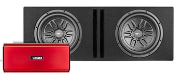 DS18 LSE-212A Bass Package 2 X SLC-MD12.4 In a Ported Box with S-1500.1/RD Amplifier and 4-GA Amp Kit 1000 Watts