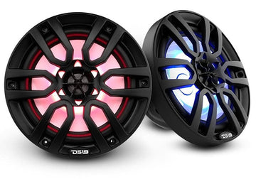 HYDRO 8" 2-Way Marine Speakers with Integrated RGB LED Lights 375 Watts Matte Black (Pair)