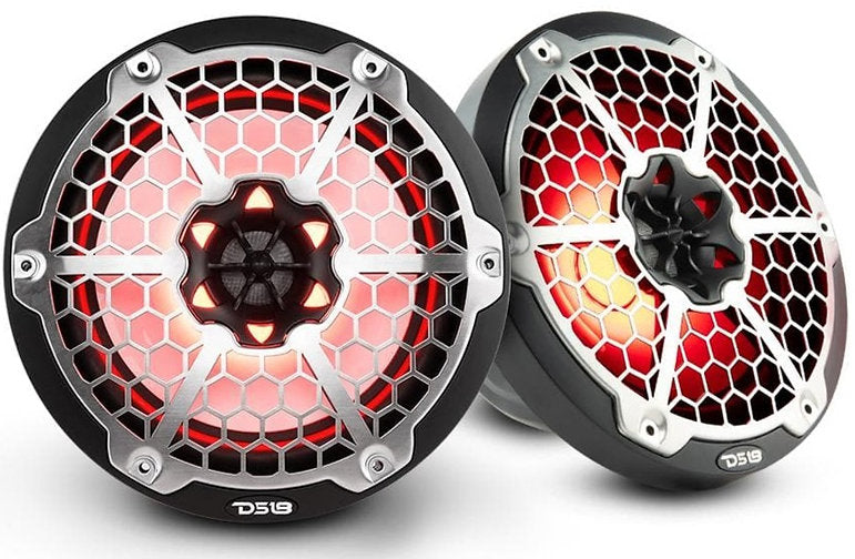 DS18 HYDRO NXL-8M/BK 8" 2-Way Marine Water Resistant Speakers with Integrated RGB LED Lights 375 WattsvBlack