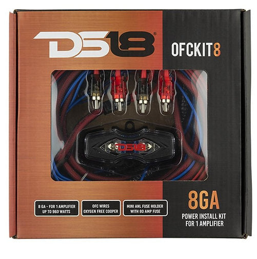 DS18 OFCKIT0 8-GA OFC Ultra Flex 100% Cooper Installation Kit For Car Amplifiers